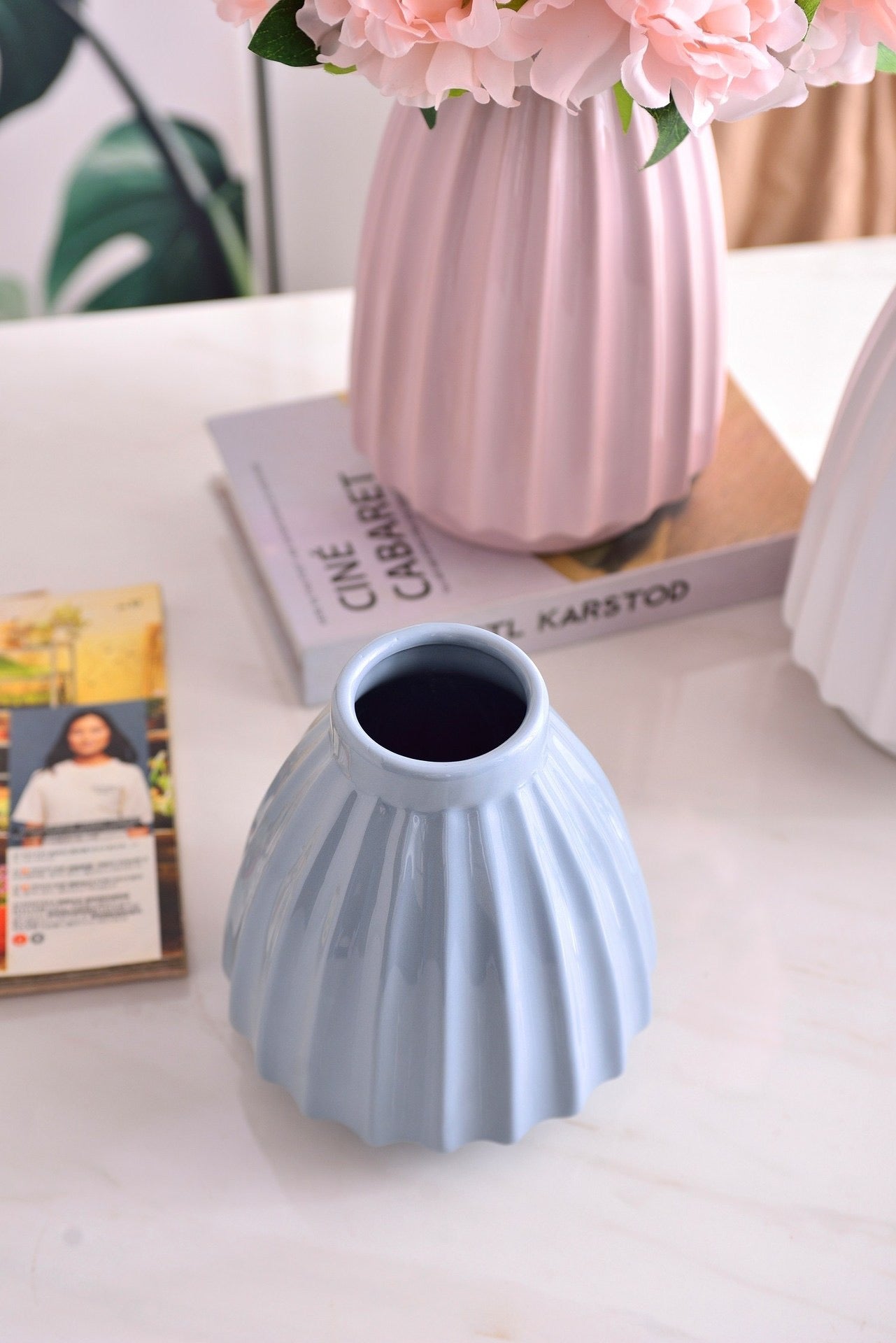 Vase tulipe M bleu ( bouquet M /L)