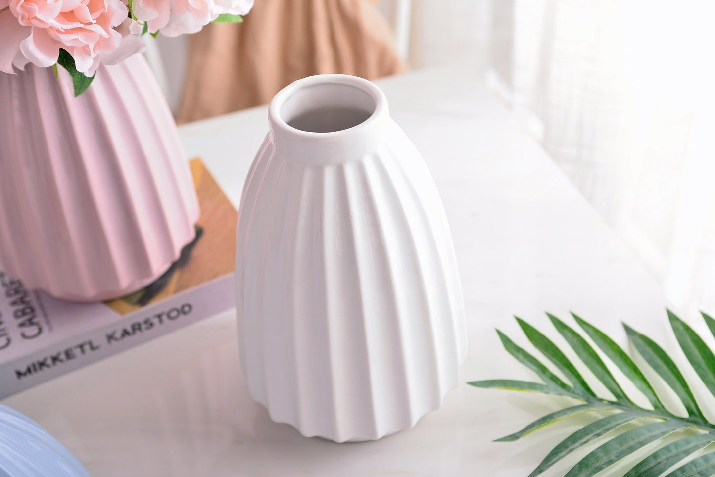 Vase tulipe L blanc( bouquet L/XL)
