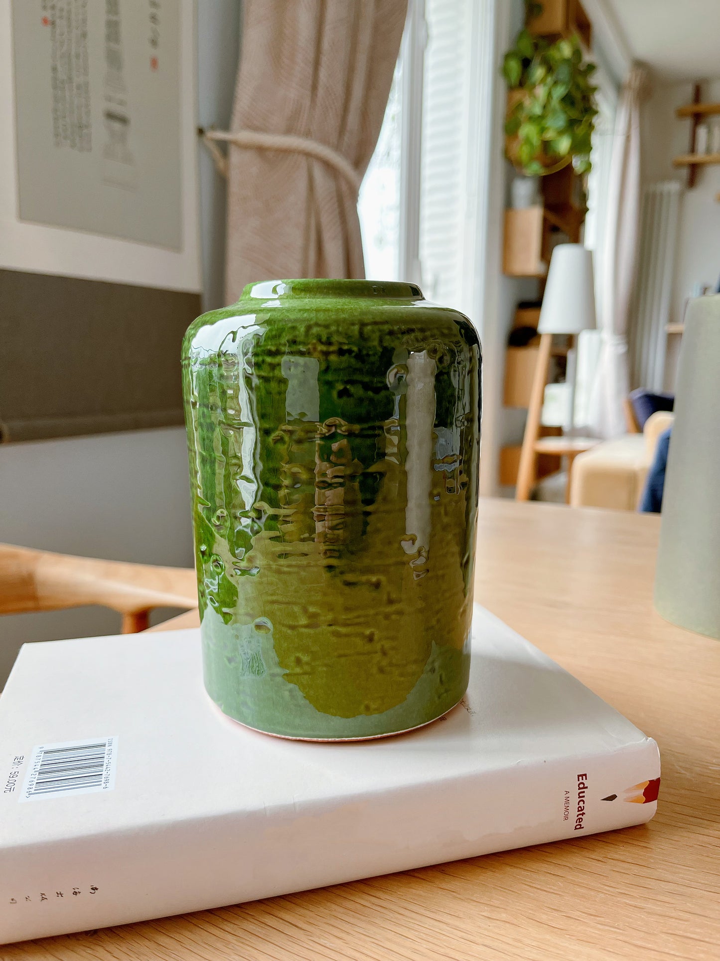 Green glazed ceramic vase (S or M bouquet)